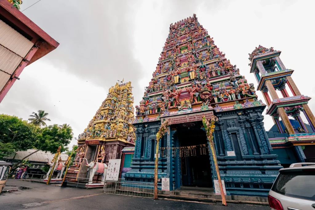 sri kaileswaram temple gopurams in colombo, sri lanka.